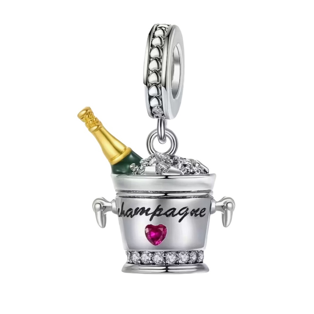 S925 Champagne Celebration Dangle Charm Pandora Style